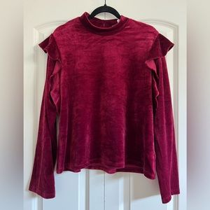 🖤Anthropologie Hutch Tabitha Ruffle Velvet Top